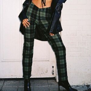 Princess Polly Plaid Green Women's Pants